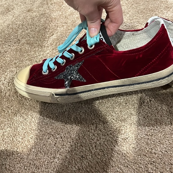 GOLDEN GOOSE DELUXE BRAND V STAR 2 RED AND GRAY VELVET-SIZE EU 40-US 9 - Picture 7 of 9